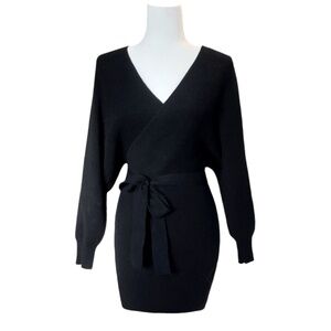 NWOT Surplice Neckline Tie-Front Sweater Dress